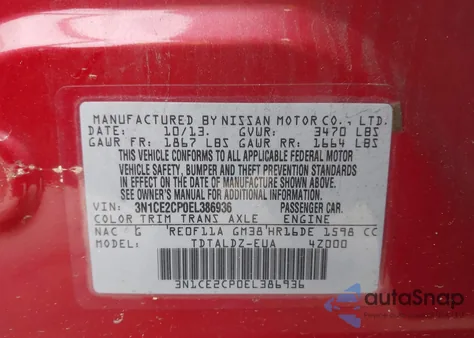 2014 Nissan Versa Note Sv from USA, damaged, VIN 3N1CE2CP0EL386936